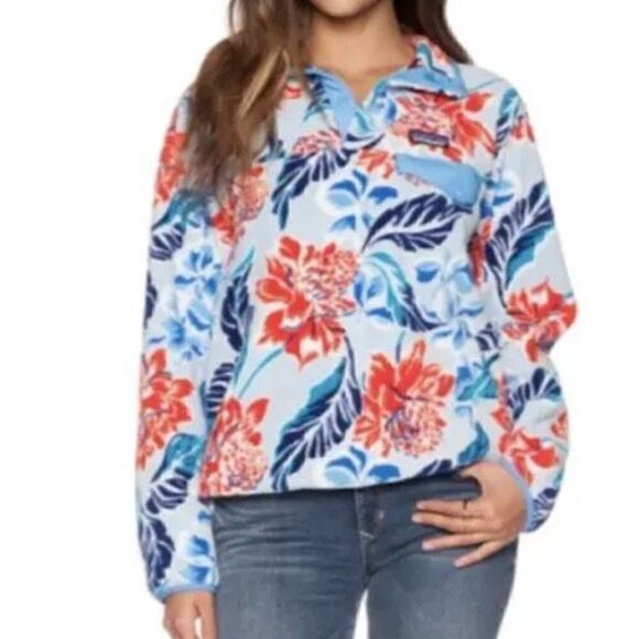 Patagonia Synchilla Hawaiian Mano Snap-T Fleece Pullover Dusk Blue RARE Limited - Picture 1 of 10